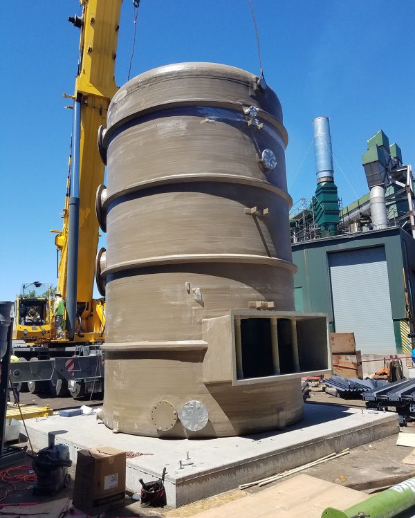 Packed Tower Scrubber being installed